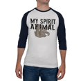 thumbnail image 1 of Sloth My Spirit Animal Mens Soft Raglan T Shirt White-Navy X-LG, 1 of 1