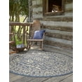 thumbnail image 2 of Unique Loom Outdoor Botanical Traditional Rug 6' x 6' Round Navy Blue/Beige, 2 of 2