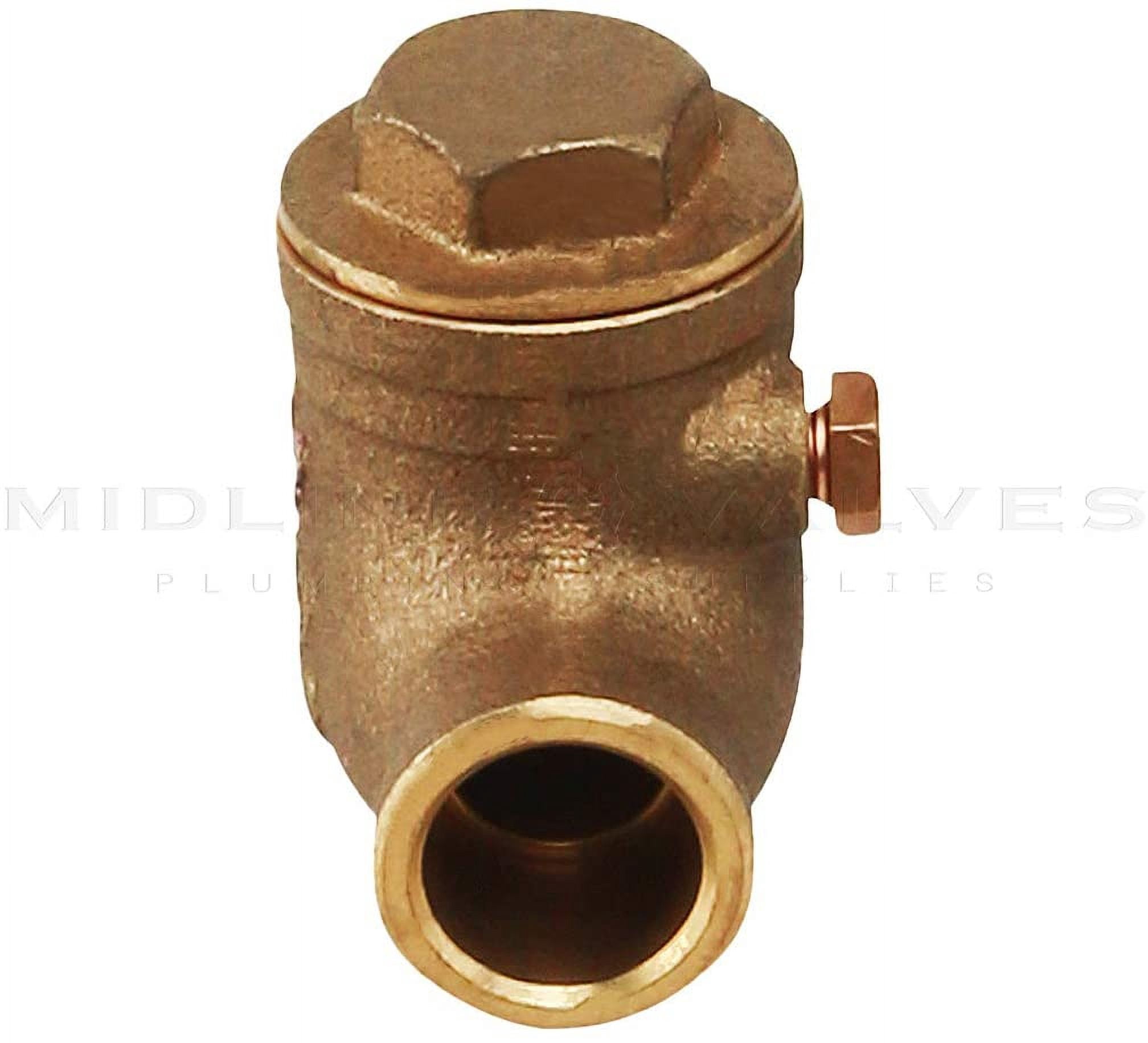 Midline Valve Swing Check Valve, Backflow Prevention, Lead-Free, 2 in. Sweat Connections, Cast Brass