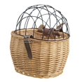 thumbnail image 1 of Cesta De Bicicleta Hecha A Mano, Portabicicletas Portátil Para Mascotas, Cesta De Mimbre Almacenable Para Bicicleta, Cesta Delantera Para Manillar Con Correa De Cuero Y Cubierta De Hierro Speravity EL013932-02, 1 of 5