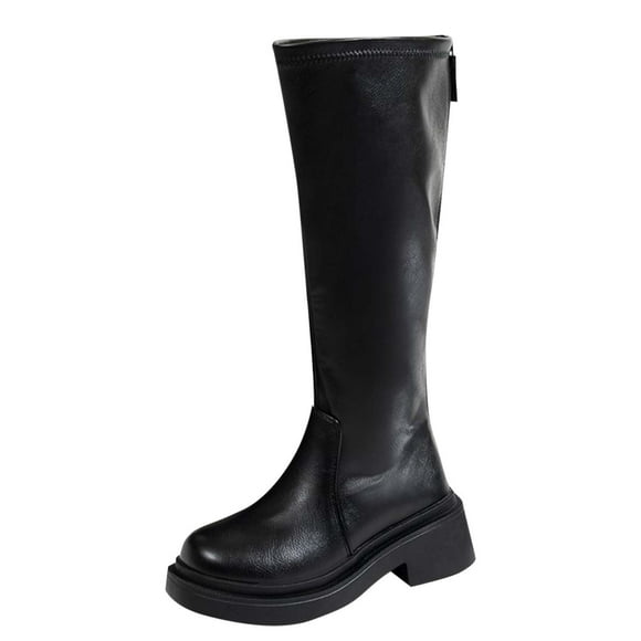 Women's Knee-Length Boots - Trendy Thick Heel Fashion for Fall and Winter