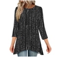 thumbnail image 2 of Jsaierl 3/4 Sleeve Womens Tops Summer Round Neck Shirts Boho Graphic Ladies Blouses Workout Holiday Tunic Top S-2XL, 2 of 7