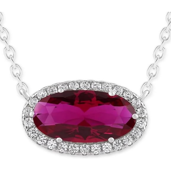 Gems Jewels 2.00 Ctw Oval Cut Red Ruby Womens Pendant 14K White Gold Plated 925 Sterling Silver