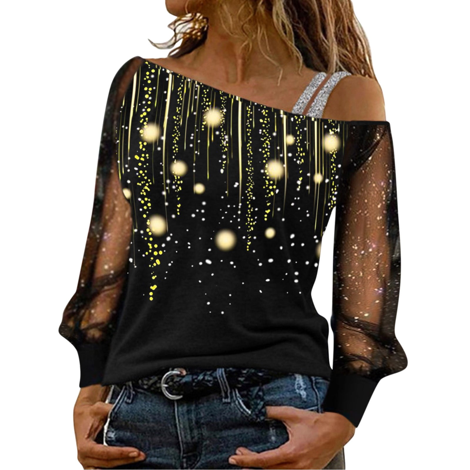 gold cold shoulder top
