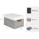 thumbnail image 2 of Contenedores de almacenamiento grandes con tapa, cajas de almacenamiento decorativas plegables, cesta de almacenamiento de tela con asas de poliuretano, gris y blanco, jumbo, paquete de 3, 2 of 7