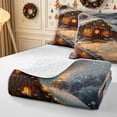 thumbnail image 4 of Erosebridal Snow Cottage Quilt King 3 Pieces,Winter Village King Coverlet Set,Brown,1 Bedspread and 2 Pillowcases, 4 of 7