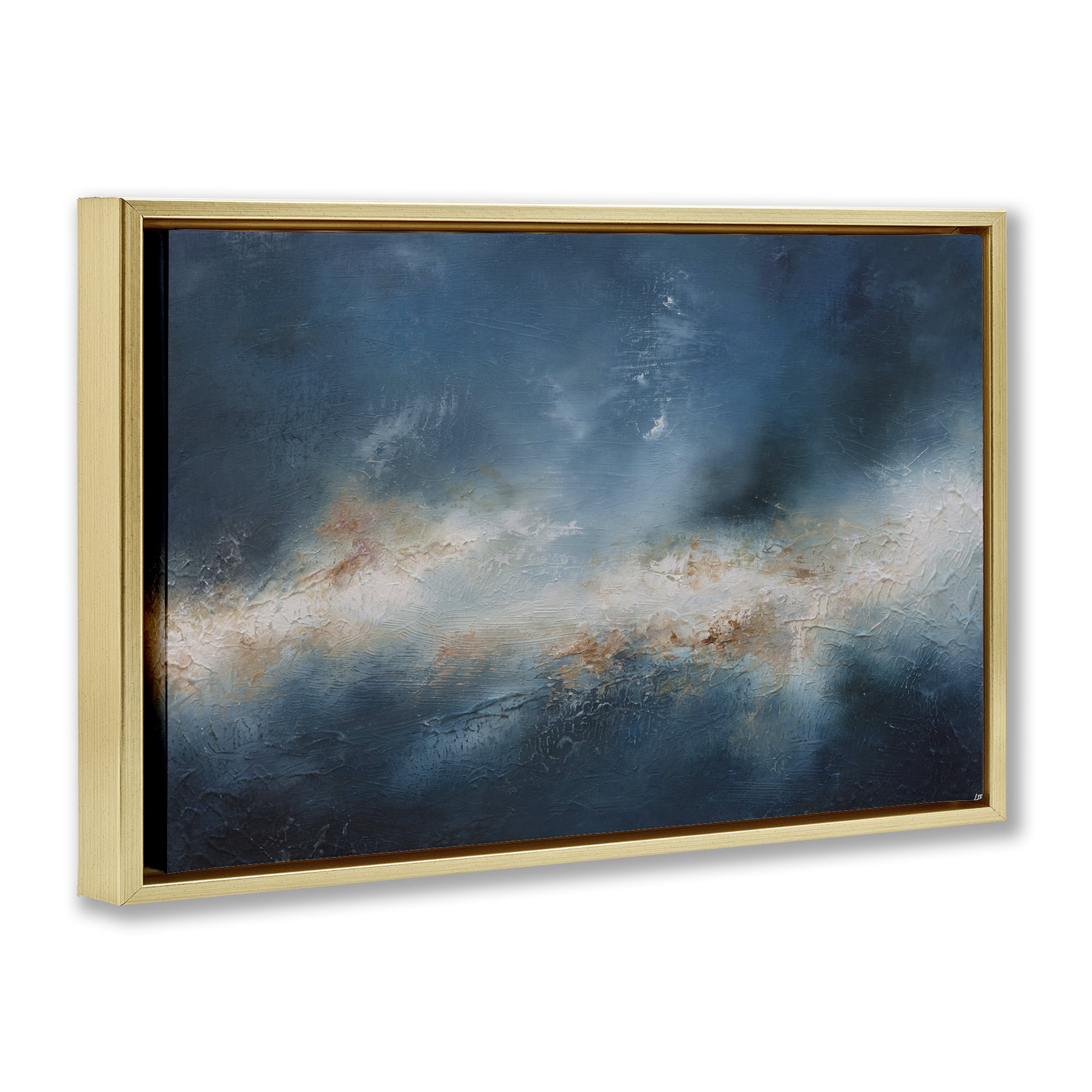 Stupell Industries Beneath The Surface Abstract Abstract Painting Gold Floater Framed Canvas Art Print Wall Art, 25 x 17
