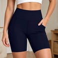 thumbnail image 5 of Hurxie Biker Shorts Women Tummy Control Workout Shorts Women with Pockets High Waisted Yoga Running Gym Compression Dark Blue,S, 5 of 7