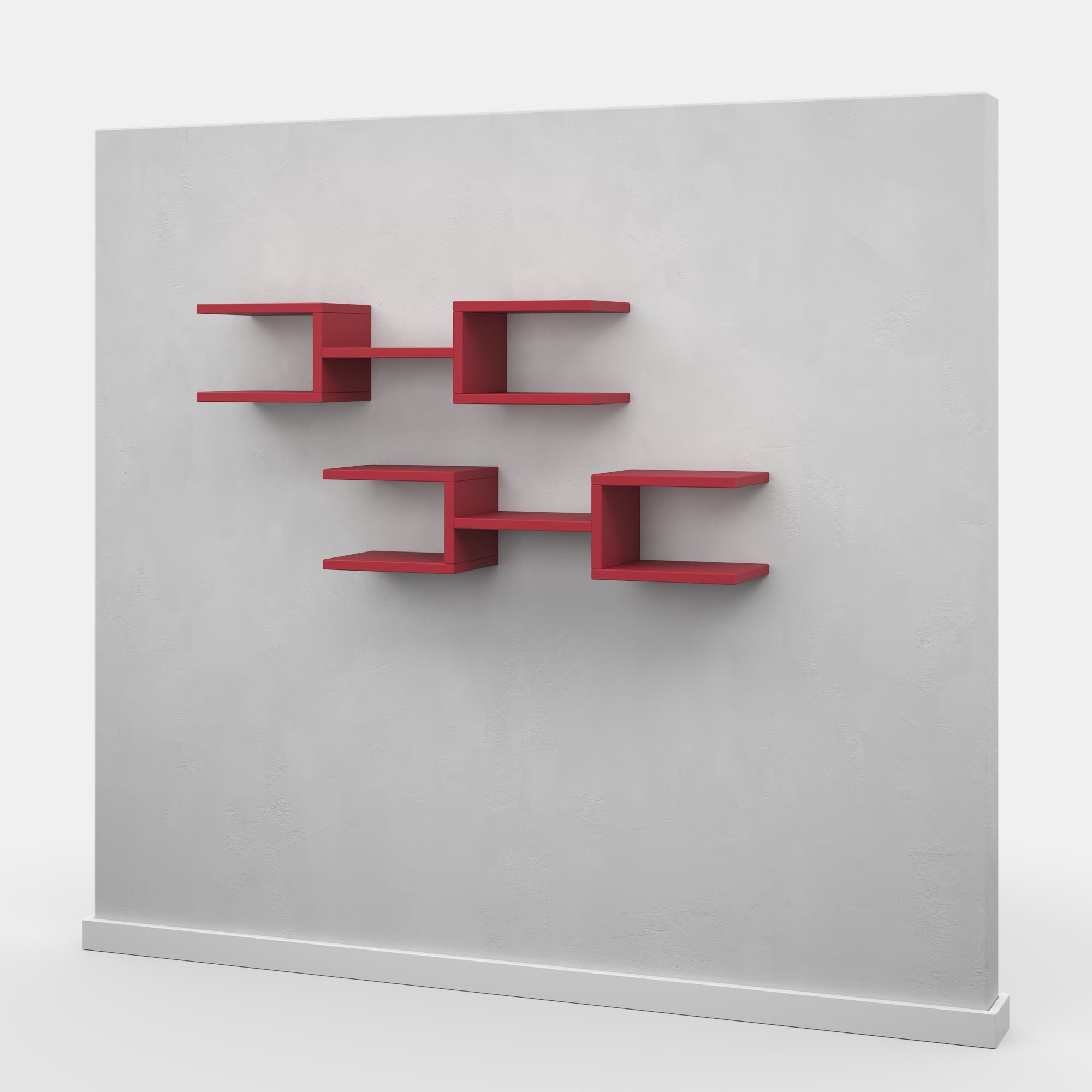 Ada Home Decor Floating Shelves for Wall Storage, 29.53" W x 7.87" D Geometric Wall Shelf Organizer, Modern Shelf for Wall Decor, Burgundy