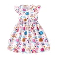 thumbnail image 1 of XASZHN Robe d'Été pour Filles Robe à Manches Courtes Imprimés de Dessins Animés Vêtements Blancs 2-3 Ans Robe Décontractée d'Été pour Enfants, 1 of 4