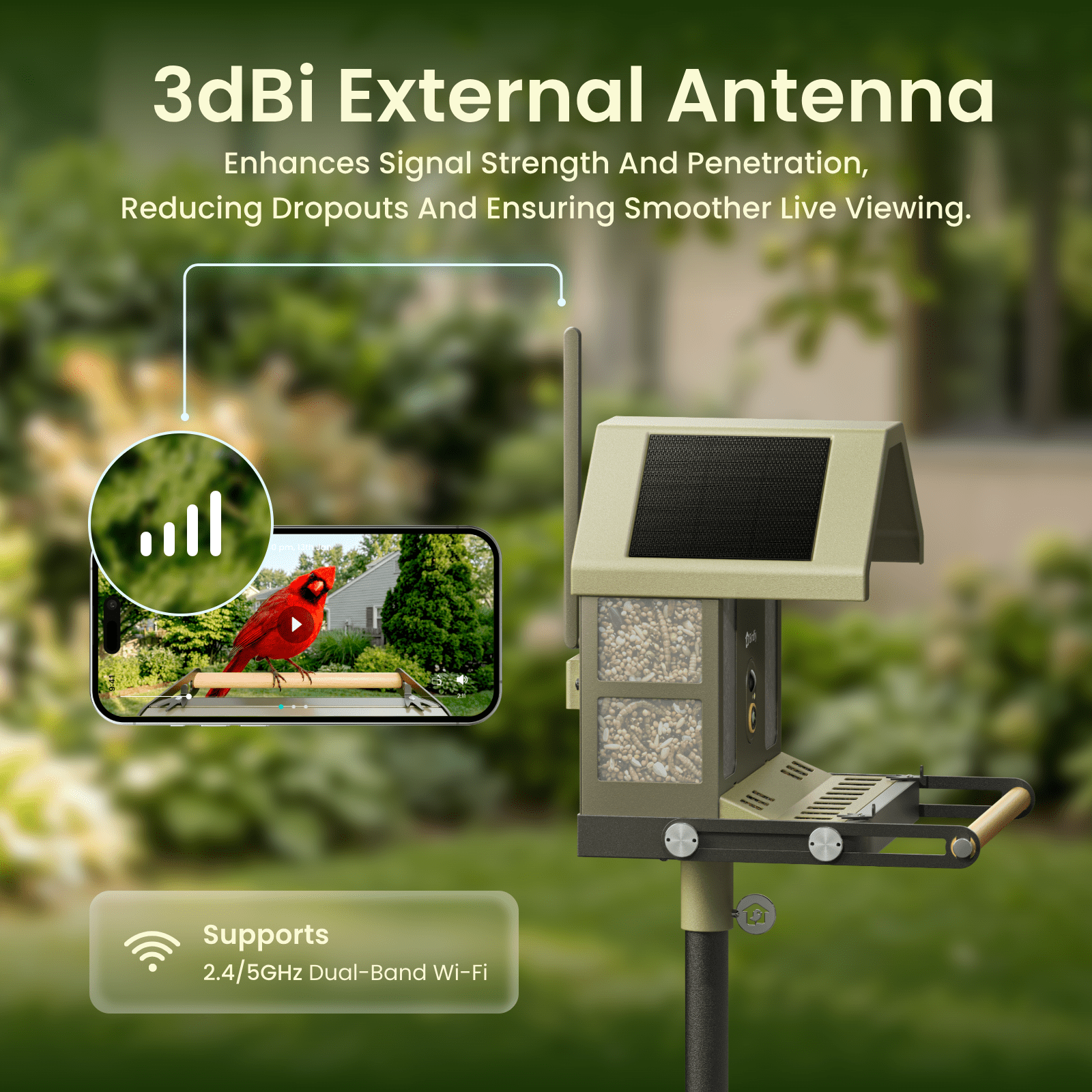 Birdfy Smart Bird Feeder with Camera, 4K Ultra HD, AI Bird Identification, Dual-Band WiFi (2.4G/5G), Color & IR Night Vision, Bluetooth Pairing, Ideal Bird Lover Gift