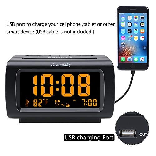 DreamSky Radio Despertador para Recamara - Radio Reloj FM con Batería