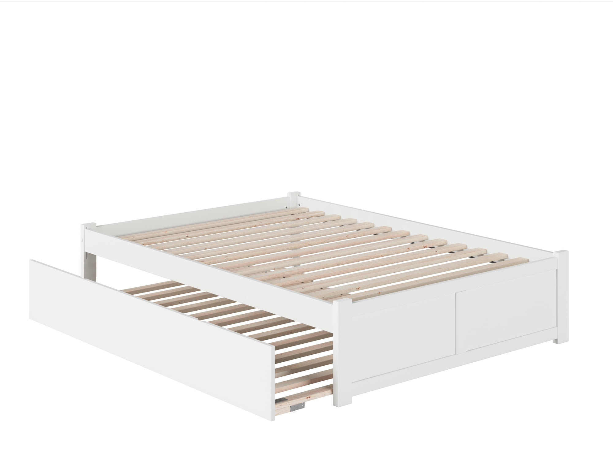 Hamburger Artistiek Dollar Concord Full Platform Bed with Flat Panel Foot Board and Full Size Urban  Trundle Bed in White - Walmart.com