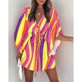 thumbnail image 1 of HKEDES Women's Abstract Geo Surplice Loose Leg Romper, Mini Short Flying sleeve, Jumpsu, 1 of 23