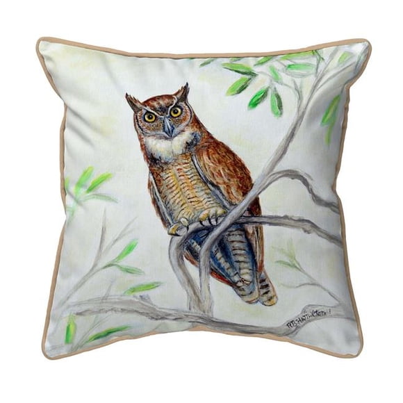 Betsy Drake SN714 12 x 12 in. Great Horned Owl Small Indoor & Outdoor Pillow