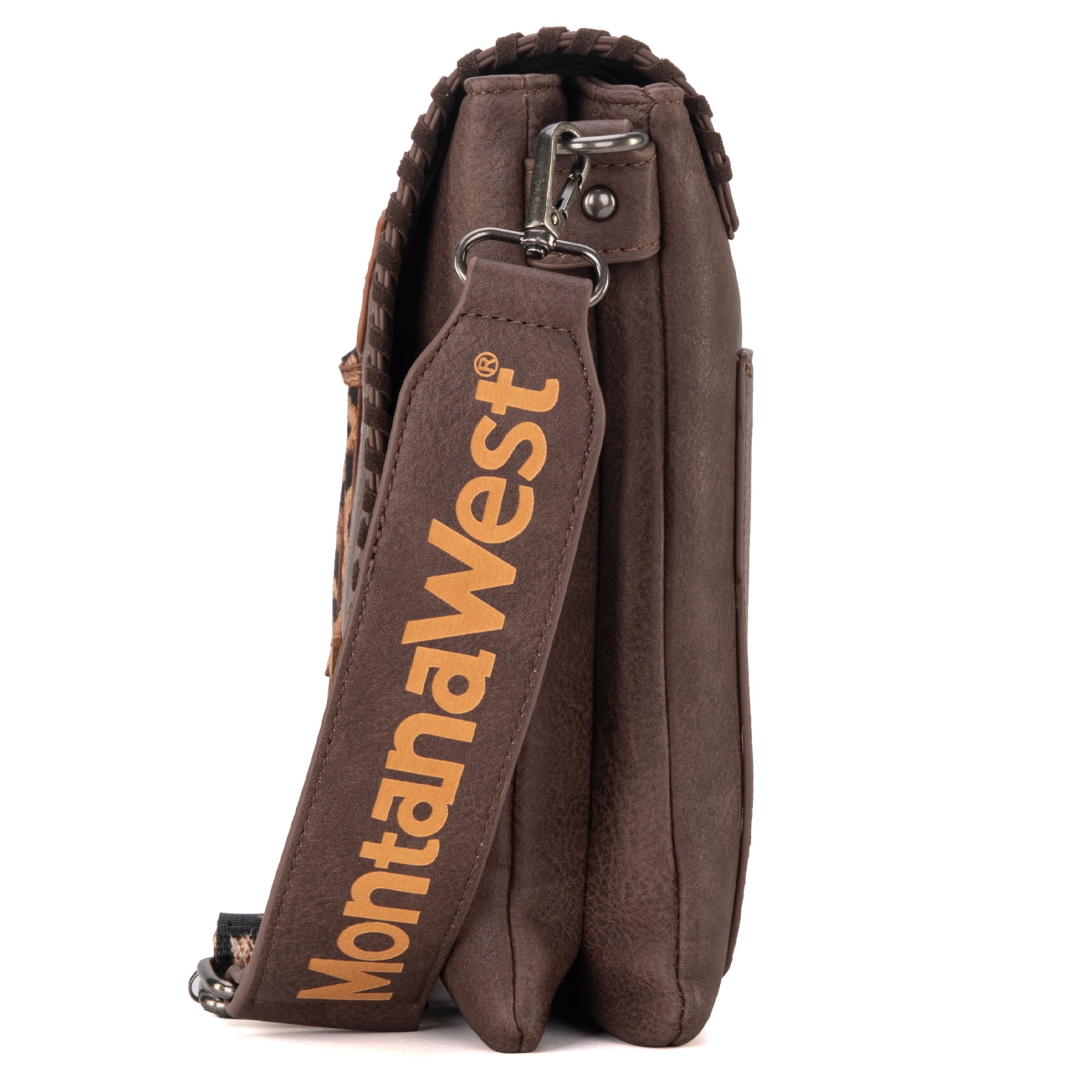Montana West Crossbody Bags for Women with Dual Compartments Western Crossbody Purse with Leopard Print Guitar Strap, Coffee