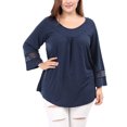 thumbnail image 4 of GRACE & GRANDEUR Women's Plus Size  Casual Solid Raglan Sleeves Tops Blue 3X, 4 of 7