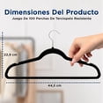 thumbnail image 2 of Ganchos de Terciopelo Premium Serenelife, Ahorradores de Espacio, Resistentes, con Gancho Metálico Giratorio de 360°, para Trajes, Pantalones y Vestidos, Negro, Pack 100, 2 of 7