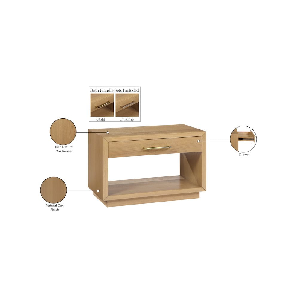 Meridian Furniture Avery Oak Wood Veneer Night Stand