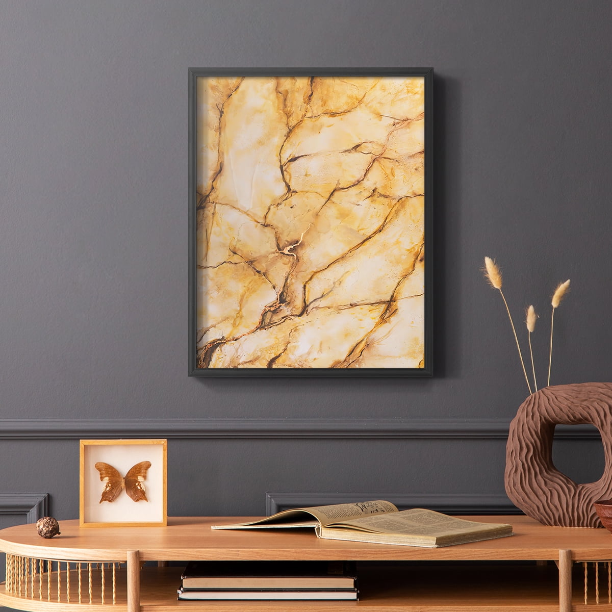 Yellow Marble I Framed Print - Solid Wood in Single Picture Frame Solid Wood 2 Framed Print