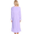 thumbnail image 4 of Women Blue Nightgown Classic Nightwear Long Sleeve Retro Pajama Dress Soft Cotton Loungewear with Pockets, 4 of 9