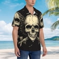 thumbnail image 5 of Daiia Gothic Winged Skull Hawaiian Shirt for Men Gentle Cotton Regular Short Sleeve Casual-X-Large, 5 of 9