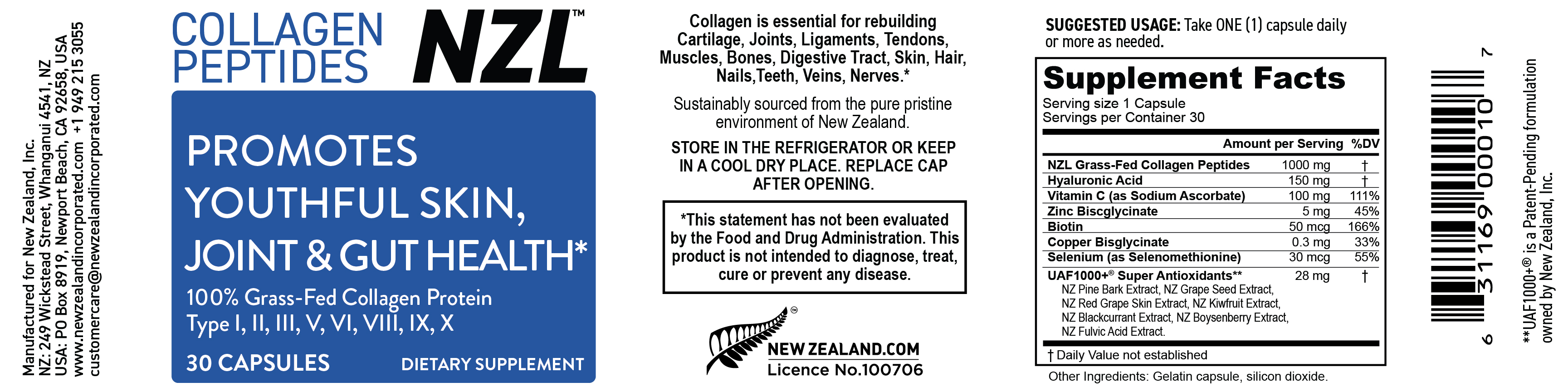 OMEGANZL Omega-3 Natural Joint Relief Supplement Natural Muscle Support, Green-Lipped Mussel Oil Joint Support, No Fishy Aftertaste, 60 Softgels Plus one Bottle of Collagen Peptides 30 Capsules