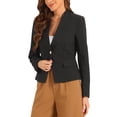 thumbnail image 4 of BLAZERS DE MUJER INSPIRE CHIC Cuello Alto Chaqueta de Traje de Un Solo Botón XS Negro, 4 of 6