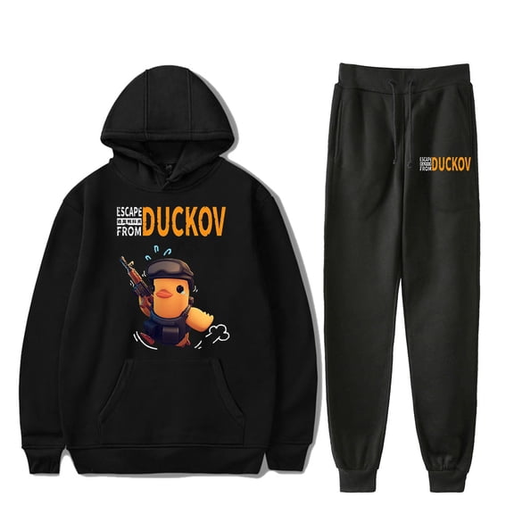 Hot Game Escape From Duckov Merch Graphic Unisex Hoodie Jogger Set 2-Piece Graphic Pullover Sweatshirt & Pants for Survival RPG Game Fans
