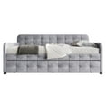 thumbnail image 3 of Home Design Elyria Twin Daybed with Velvet Upholstery, Diamond Button Tufting, Rounded Arms, Pull-Out Trundle, Solid Wood Frame, Stylish Seating and Sleeping, Gray, 3 of 13