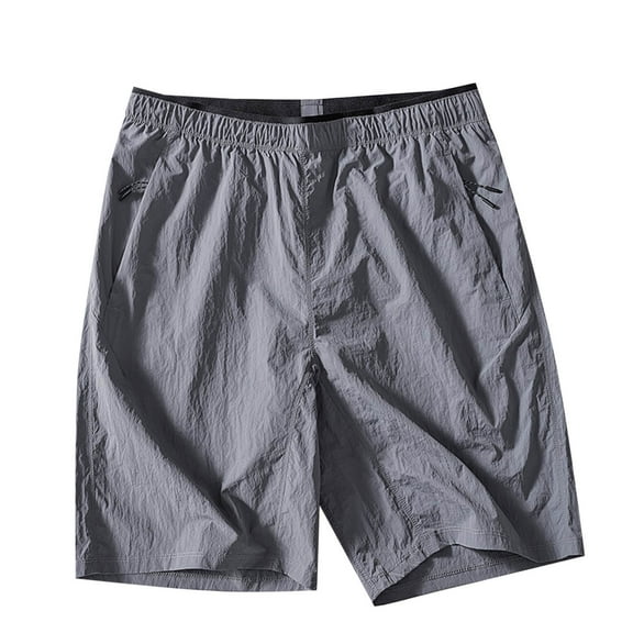ctdiral Men's Big & Tall Athletic Shorts Elastic Waisted Ice Silk Shorts with Zipper Pockets Solid Color Quick Dry Workout Short Pants Running Gym Shorts