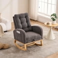 thumbnail image 2 of Timbernest Nursery Rocking Chair, Upholstered Arm Chair for Living Room, Comfy Chair with Footrest, Side Pocket and High Backrest, Gray, 2 of 8