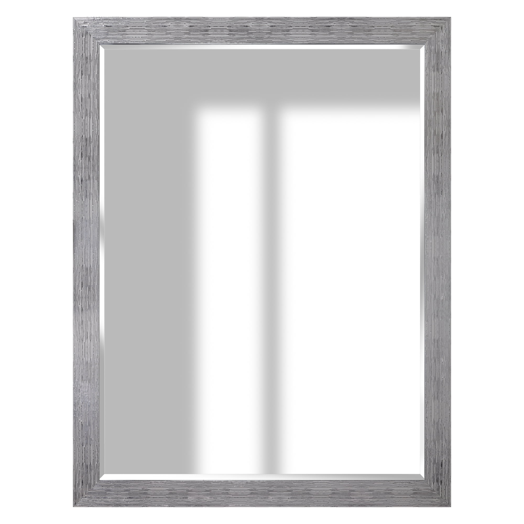 Textured White and Silver Framed Wall or Leaner Mirror 36"x48" by