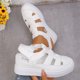 thumbnail image 5 of Bmisegm 2024 Summer Women's Wedge Heel Thick Sole with Elevated Hollow Out Fashion Sports Sandals Womens Sandals Summer White 8, 5 of 8
