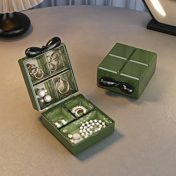 Joyero para mujer, organizador de joyas, compartimento portátil, caja de plástico para guardar pendientes, organizador duradero, 7 rejillas, mini caja de almacenamiento de plástico