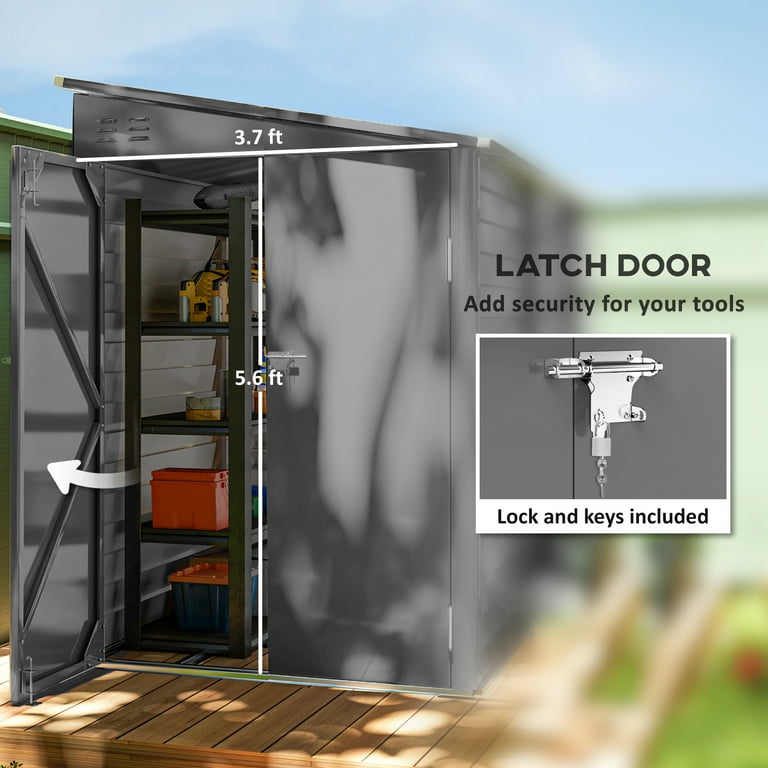 Outsunny 4.6' x 9' Metal Outdoor Storage Shed, Garden Utility Tool