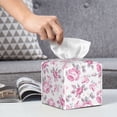 thumbnail image 6 of Lsque Rose Flowers Printed Tissue Box Cover Holder, Facial Paper Organizer Dispenser,Square with Bottom Belt, PVC Leather Decorative Organizer, 6 of 8