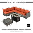 thumbnail image 6 of XIZZI 8 Pieces Patio Furniture Set Wicker Rattan Conversation Set with Propane Gas Fire Pit Table,Orange, 6 of 9