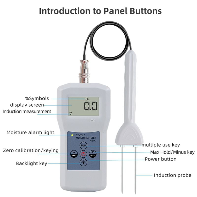 Yarn Moisture Meter Wool Silk Woollen Textile Materials Humidity Tester LCD Digital Display Cotton Hygrometer