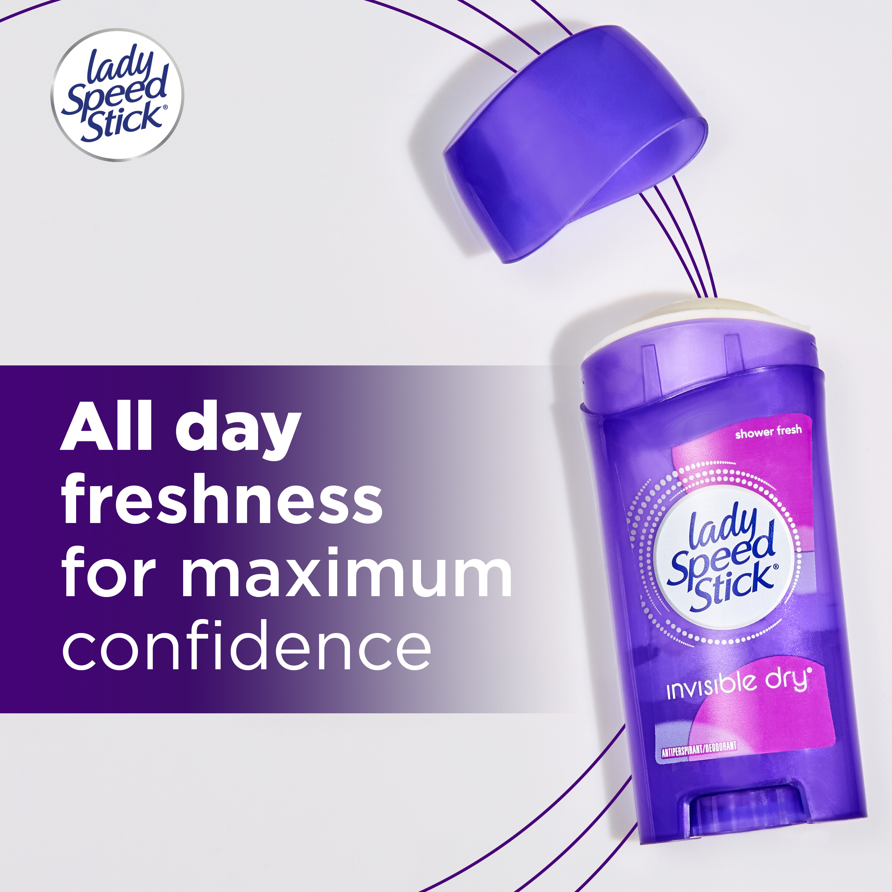 Lady Speed Stick Invisible Dry Antiperspirant Female Deodorant, Shower Fresh, 2 Pack, 2.3 oz - image 7 of 15