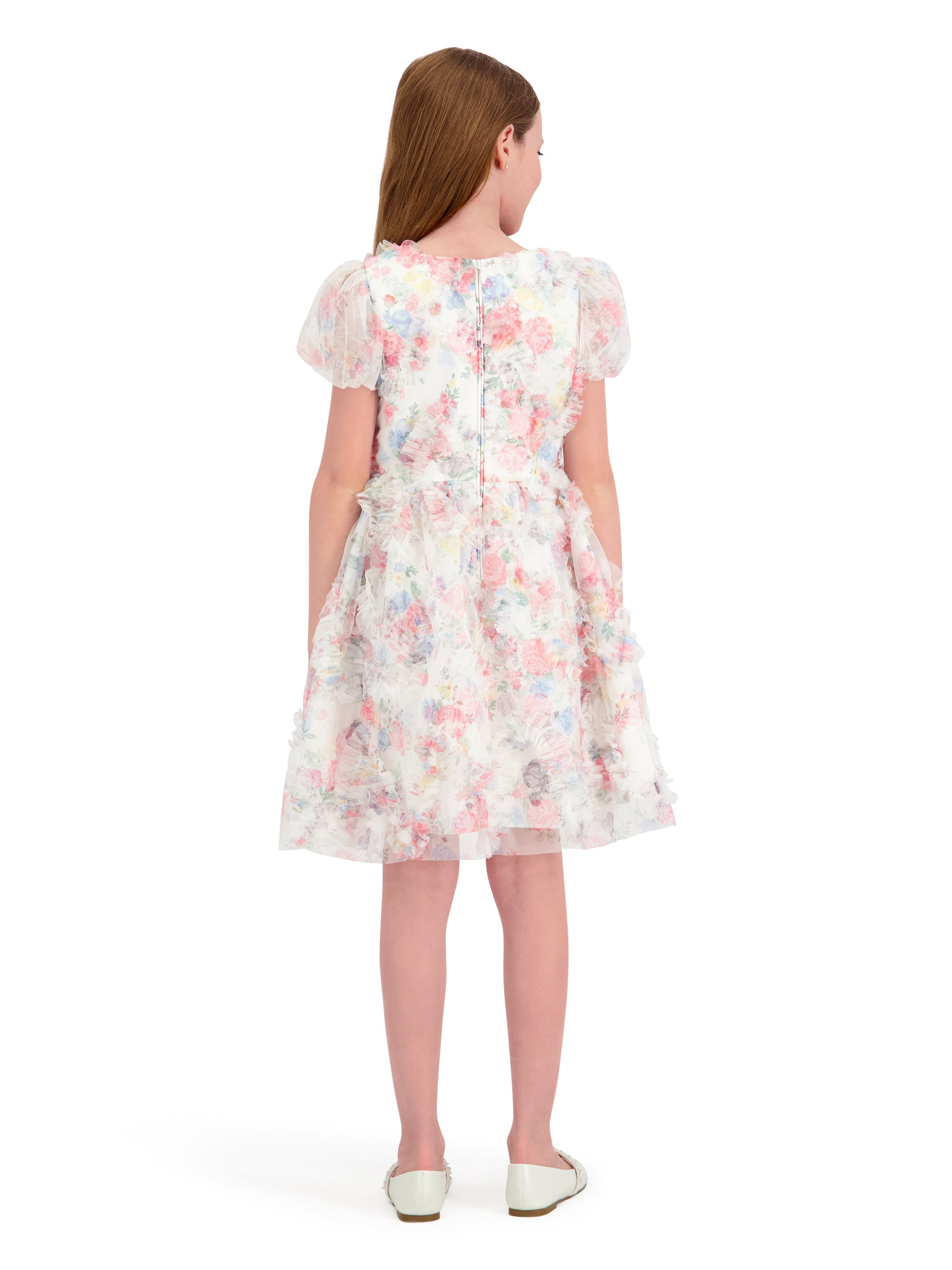 Kensie Girl Short Sleeve Allover Printed Ruffle Dress, Sizes 4-16