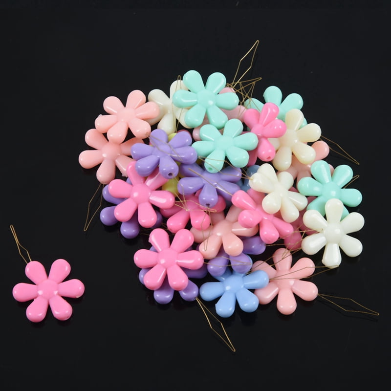 6x Random Color Plastic+Metal Flower Head Wire Loop DIY Needle Threader Tool RDR 