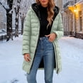thumbnail image 6 of QATAINLAV Fleece Warm Winter Coat for Woman Windproof Hooded Long Down Jacket Solid Color Thicken Outerwear with Pockets Mint Green XL, 6 of 7