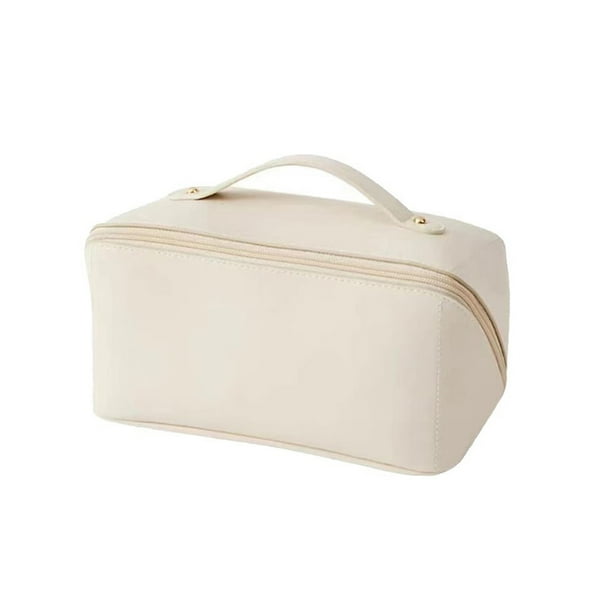 Bearachild Bolsa de almacenamiento de cosméticos de cuero PU de gran capacidad, bolsa de mano para artículos de tocador, bolsillo organizador de Almacenamiento y organización del hogar Blanco Bearachild HA064909-01B