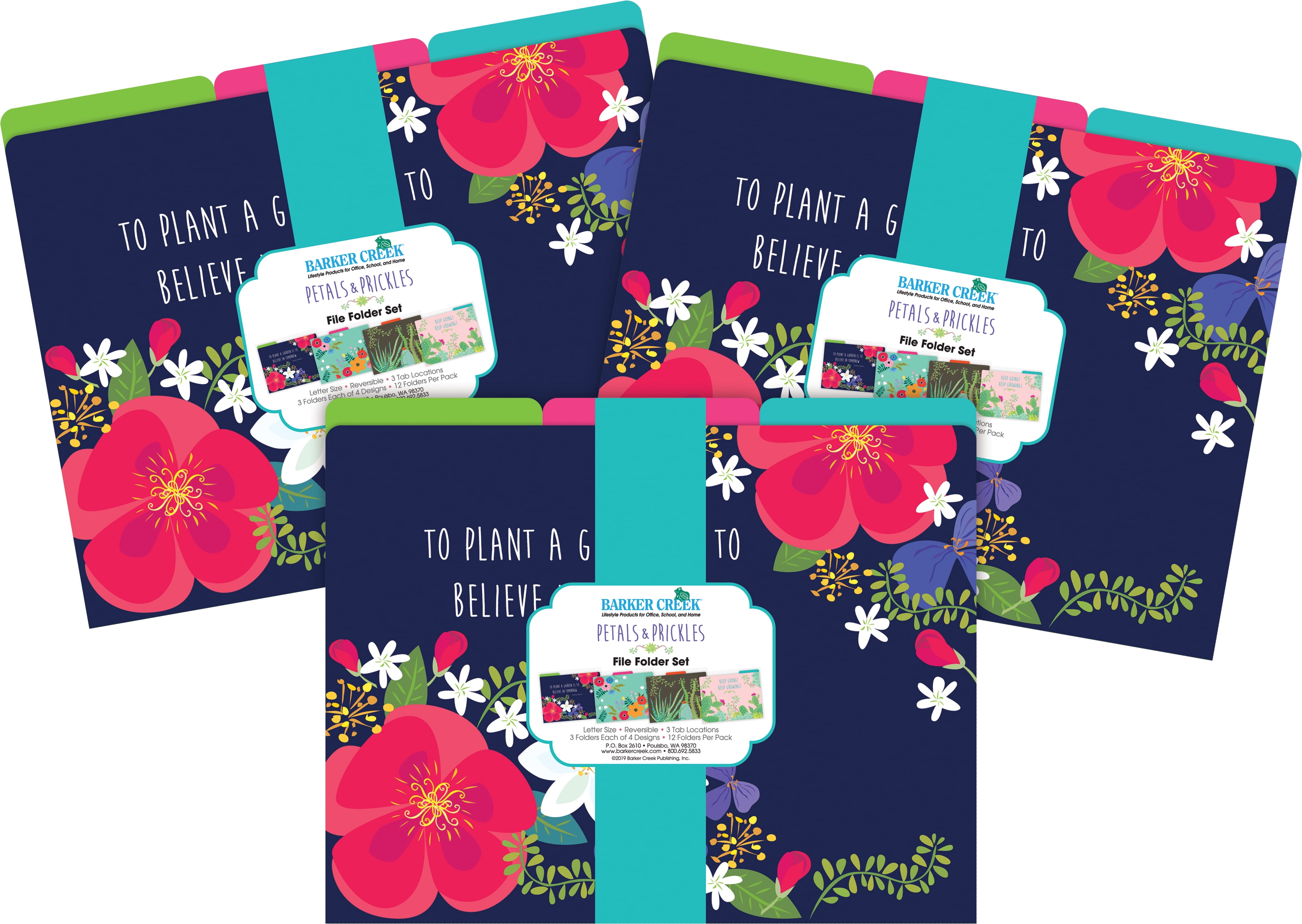 Barker Creek Tab File Folders, Letter Size, Petals & Prickles, Pack Of 36 Folders
