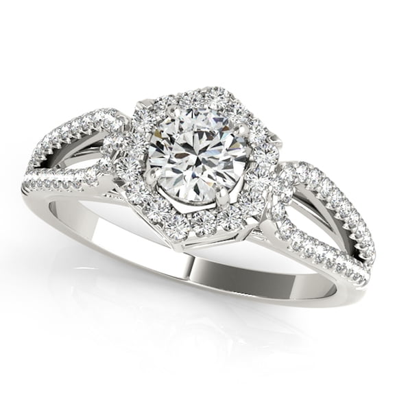 Aonejewelry 0.70 Ct Halo Diamond Engagement Ring In 14k White Gold