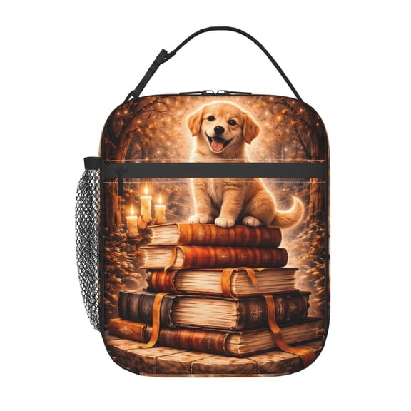 Golden Retriever Books Cute Dog Lunch Bag Portable Thermal Lunch Box for Men and Women
