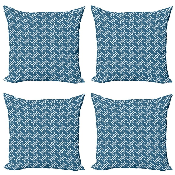 Ambesonne East Throw Pillow Cover 4 Pack, Ocean Inspired Oriental, 20", Blue White