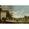 thumbnail image 2 of Pieter de Bloot 18x13 Black Ornate Wood Framed Double Matted Museum Art Print Titled - The Feeding of the Poor at the Staircase of the Cloisters, 2 of 5