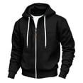 thumbnail image 2 of BVOFAR Mens Zip up Hoodie Casual Hooded Sweatshirt Long Sleeve Jacket Loose Fit Drawstring Athletic Jackets Black XXL, 2 of 7